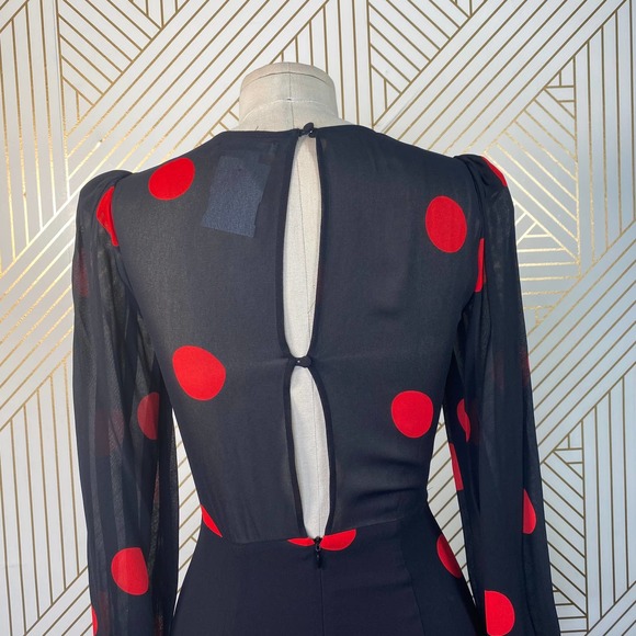 Reformation Luanne Dress Black Red Polka Dot - Picture 8 of 12